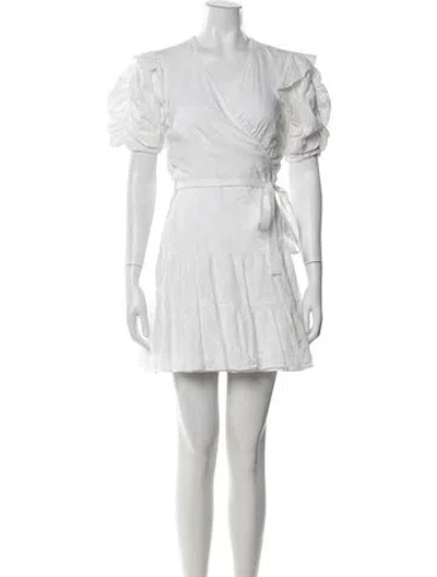 Pre-owned Tanya Taylor Printed Mini Dress In White