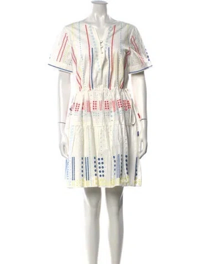 Pre-owned Tanya Taylor Printed Mini Dress In White