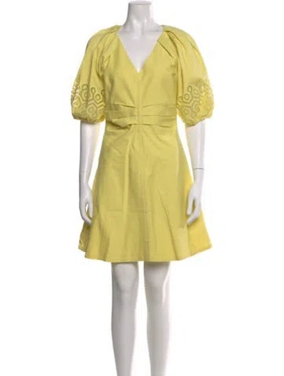 Pre-owned Tanya Taylor Printed Mini Dress In Yellow
