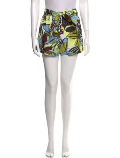 Pre-owned Tanya Taylor Printed Mini Shorts In Yellow