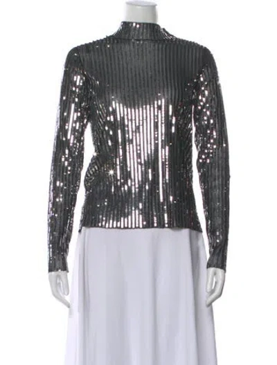 Pre-owned Tanya Taylor Printed Mock Neck Top In Black