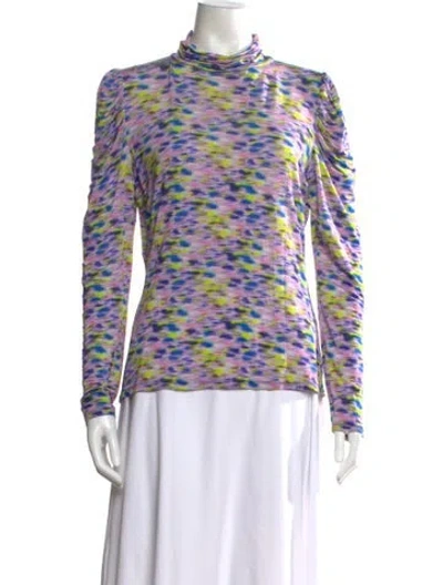 Pre-owned Tanya Taylor Printed Mock Neck Top In Purple