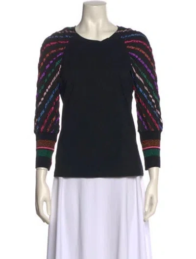 Pre-owned Tanya Taylor Printed Scoop Neck Sweatshirt In Black