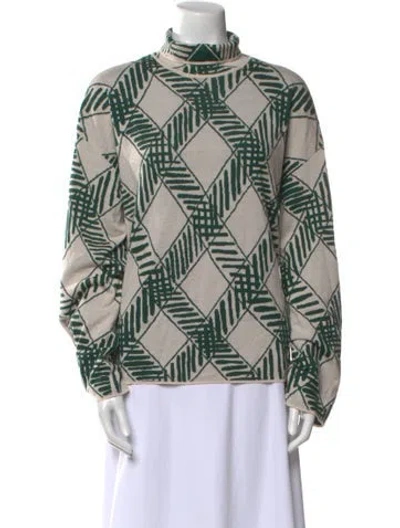 Pre-owned Tanya Taylor Printed Turtleneck Sweater In Gray