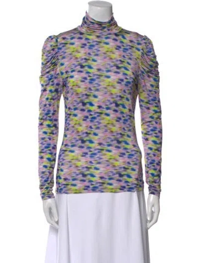 Pre-owned Tanya Taylor Printed Turtleneck Top In Multi