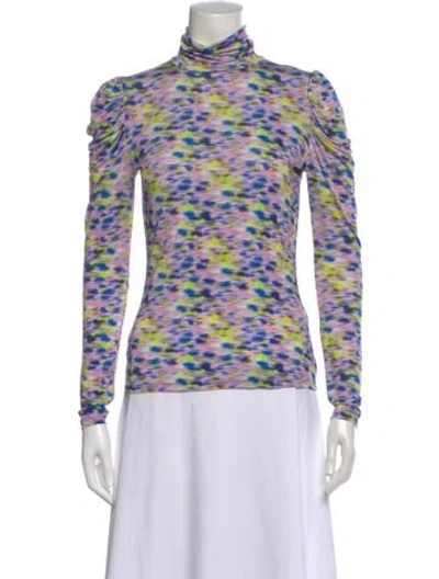 Pre-owned Tanya Taylor Printed Turtleneck Top In Multi