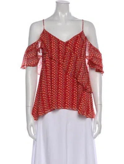 Pre-owned Tanya Taylor Printed V-neck Top In Multi