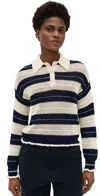Tanya Taylor Quinn Sweater Maritime Blue/ivory Multi In Maritime Blue/ivory Multi