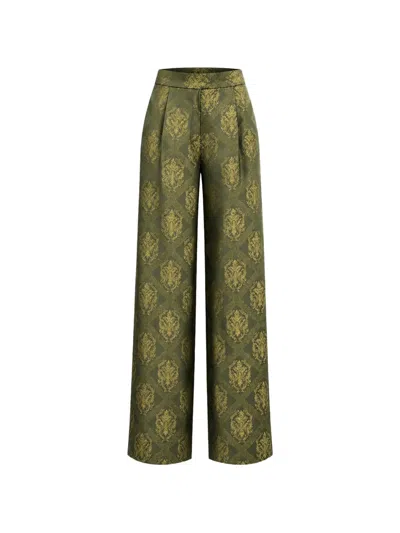 Tanya Taylor Rahe Jacquard-pattern Trousers In Green