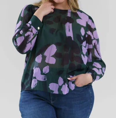Tanya Taylor Reagan Long Sleeve Top - Plus Size In Winterberry In Multi