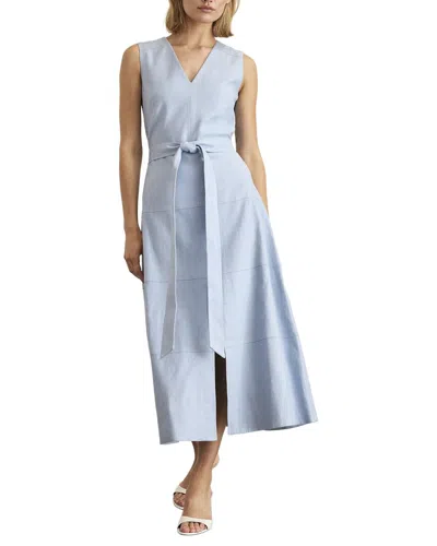 Tanya Taylor Reinella Linen-blend Dress In Blue