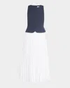 Tanya Taylor Robbie Pleated Combo Dress In Multi