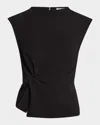 Tanya Taylor Robin Gathered Top In Black