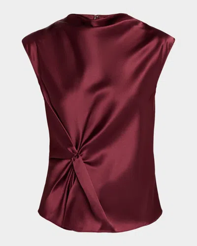 Tanya Taylor Robin Satin Twist Top In Brown