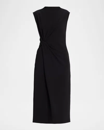 Tanya Taylor Robinella Knotted Cap-sleeve Midi Dress In Black