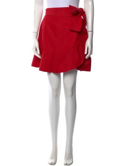 Pre-owned Tanya Taylor Ruffle Embellishment Mini Skirt In Red