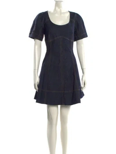 Pre-owned Tanya Taylor Scoop Neck Mini Dress In Blue