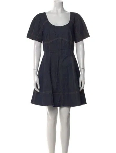 Pre-owned Tanya Taylor Scoop Neck Mini Dress In Blue