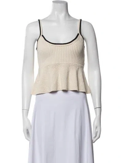 Pre-owned Tanya Taylor Scoop Neck Sleeveless Top In Neutrals