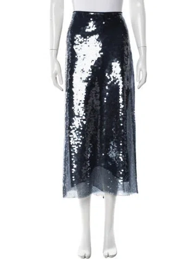 Pre-owned Tanya Taylor Sequin Midi Length Skirt In Blue