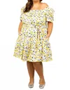 Tanya Taylor Serena Dress - Plus In Yellow/white In Multi