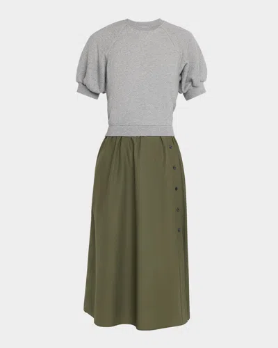 Tanya Taylor Shayna Combo Midi Dress In Green