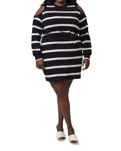 Tanya Taylor Shirley Dress - Plus In Black/cream Stripes In Multi