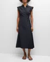 Tanya Taylor Shivon Cap-sleeve Midi Wrap Dress In Black