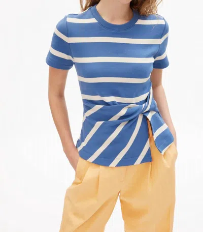 Tanya Taylor Short Sleeve Carlita Top In French Blue/cream