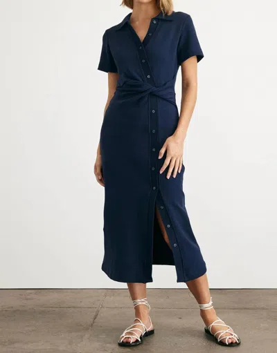 Tanya Taylor Short Sleeve Ellicot Dress In Maritime Blue