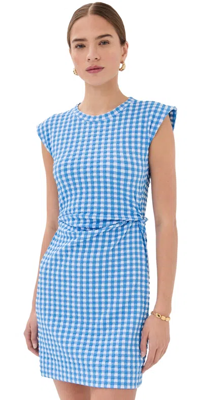 Tanya Taylor Short Sleeveless Aurora Dress Vista Blue/white