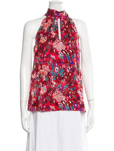 Pre-owned Tanya Taylor Silk Animal Print Top In Red