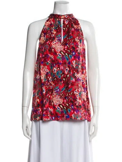 Pre-owned Tanya Taylor Silk Animal Print Top In Red