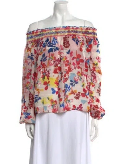 Pre-owned Tanya Taylor Silk Floral Print Blouse In Red