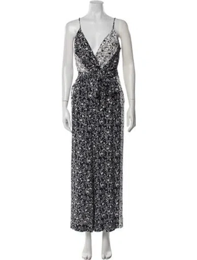 Pre-owned Tanya Taylor Silk Floral Print Jumpsuit In Blue