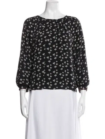 Pre-owned Tanya Taylor Silk Floral Print Top In Blue