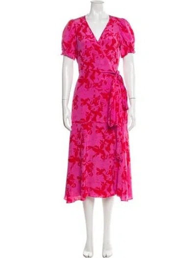 Pre-owned Tanya Taylor Silk Midi Length Dress In Pink