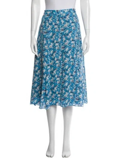Pre-owned Tanya Taylor Silk Midi Length Skirt In Blue