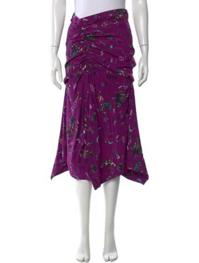 Pre-owned Tanya Taylor Silk Midi Length Skirt In Purple