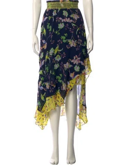 Pre-owned Tanya Taylor Silk Midi Length Skirt In Yellow