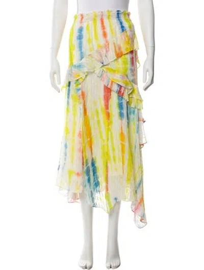 Pre-owned Tanya Taylor Silk Midi Length Skirt In Yellow
