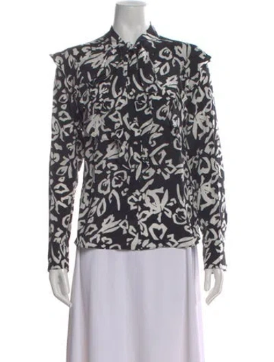 Pre-owned Tanya Taylor Silk Printed Blouse In Blue