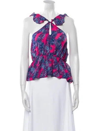 Pre-owned Tanya Taylor Silk Printed Crop Top In Pink