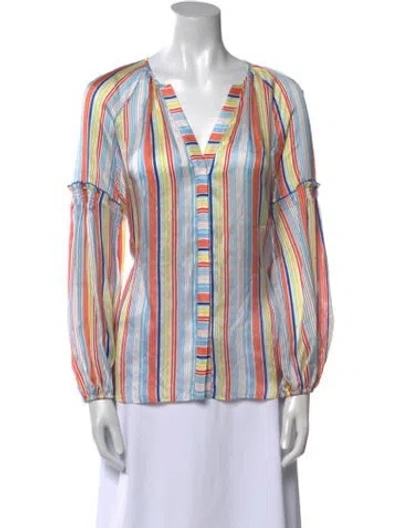 Pre-owned Tanya Taylor Silk Striped Blouse In Blue