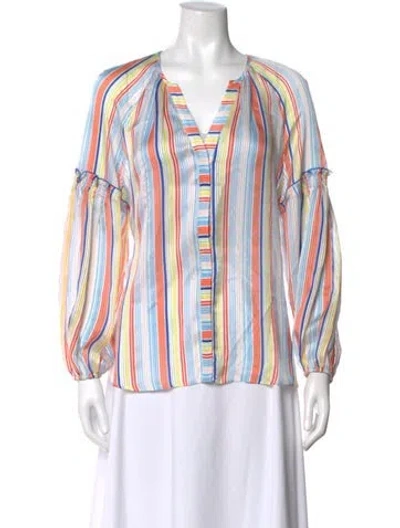 Pre-owned Tanya Taylor Silk Striped Blouse In Blue