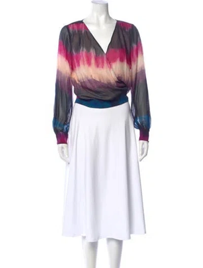 Pre-owned Tanya Taylor Silk Tie-dye Print Blouse In Multi