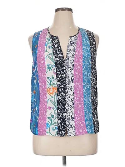 Pre-owned Tanya Taylor Sleeveless Silk Top Blue V Neck Tops