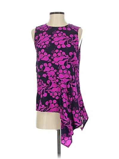 Pre-owned Tanya Taylor Sleeveless Silk Top Purple One Shoulder Neckline Tops