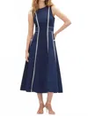 Tanya Taylor Sloane Cotton Poplin Midi Dress In Midnight In Blue