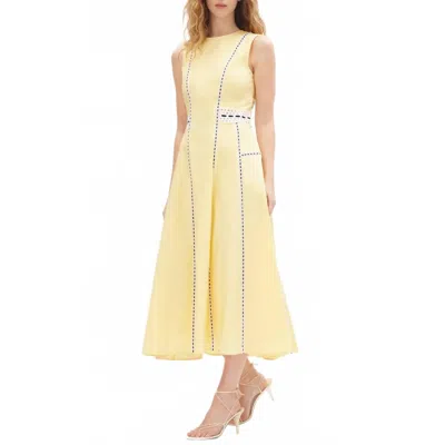 TANYA TAYLOR SLOANE MIDI DRESS IN LEMON